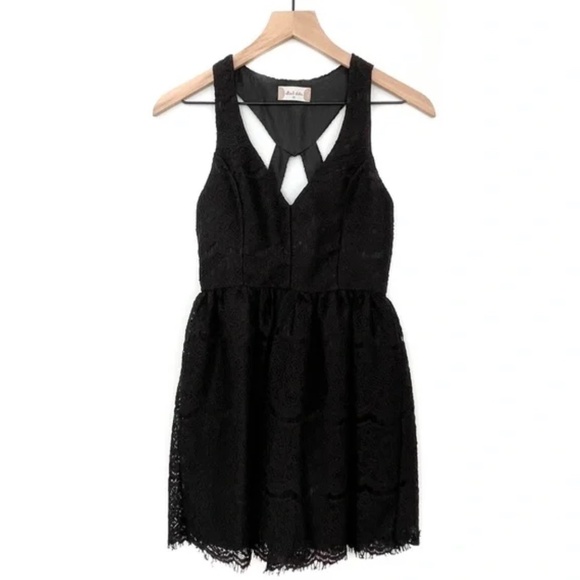 Altar’d State Black Cut Out Mini Dress Lace Strappy Fit N Flare Sleeveless XS - Picture 1 of 12